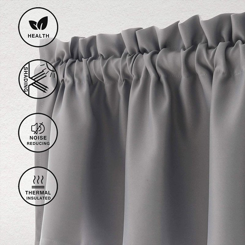 Blackout Window Valance Curtains 42x18 Inches for Kitchen & Living Room