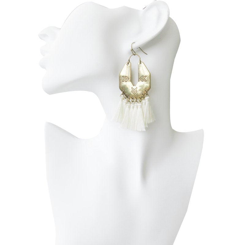 Boho Chic Tassel Earrings Set - Women's Hypoallergenic Hoop & Geometric Styles