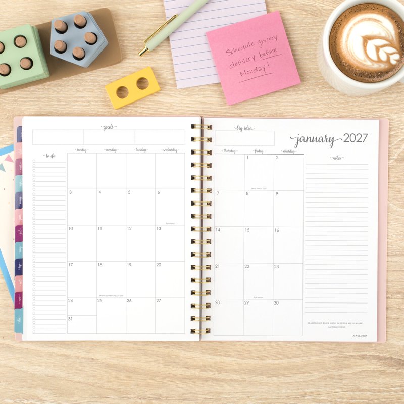 Weekly Monthly Planner Sunset Coral 7x8 Medium 2026