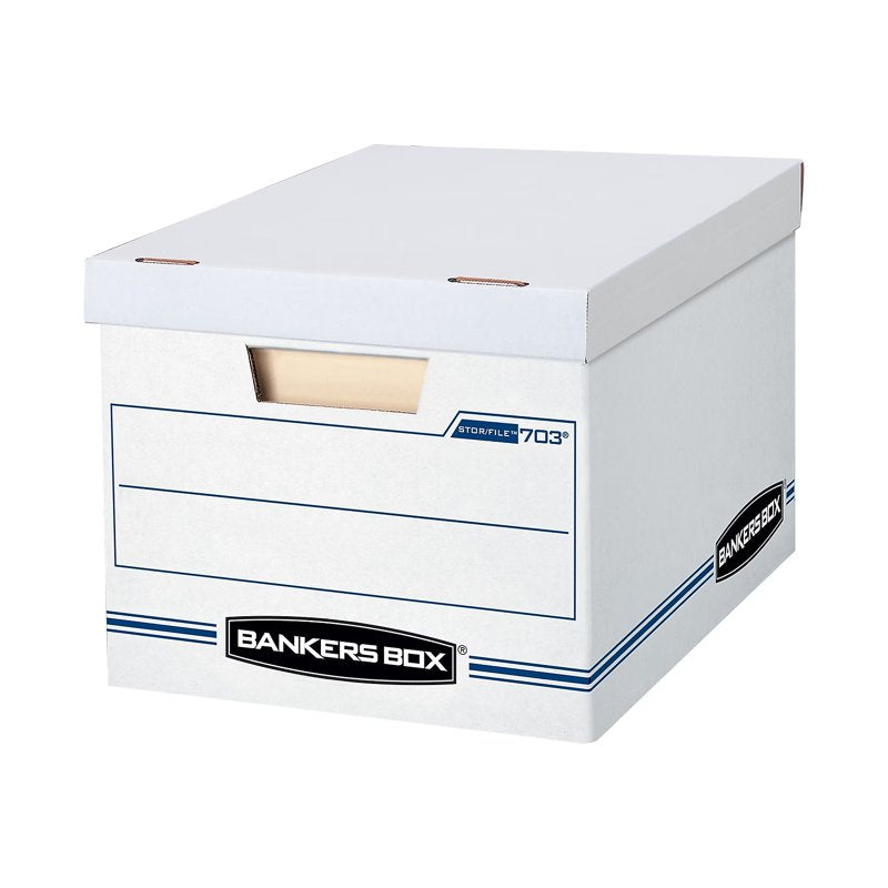 4 Pack Letter and Legal Size Storage Boxes with Lift-Off Lid - White and Blue