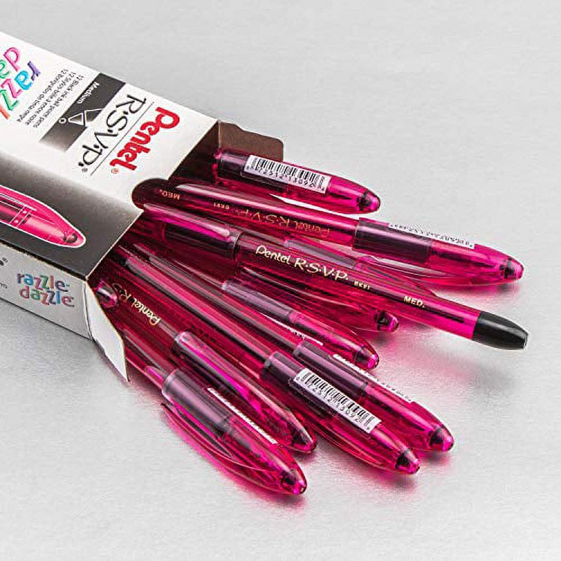Pentel Razzle-Dazzle Refillable Ballpoint Pen - Black Ink, Pink Barrel