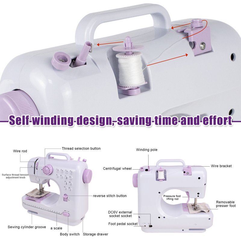Portable Sewing Machine Kit with 12 Stitch Patterns for Beginners
