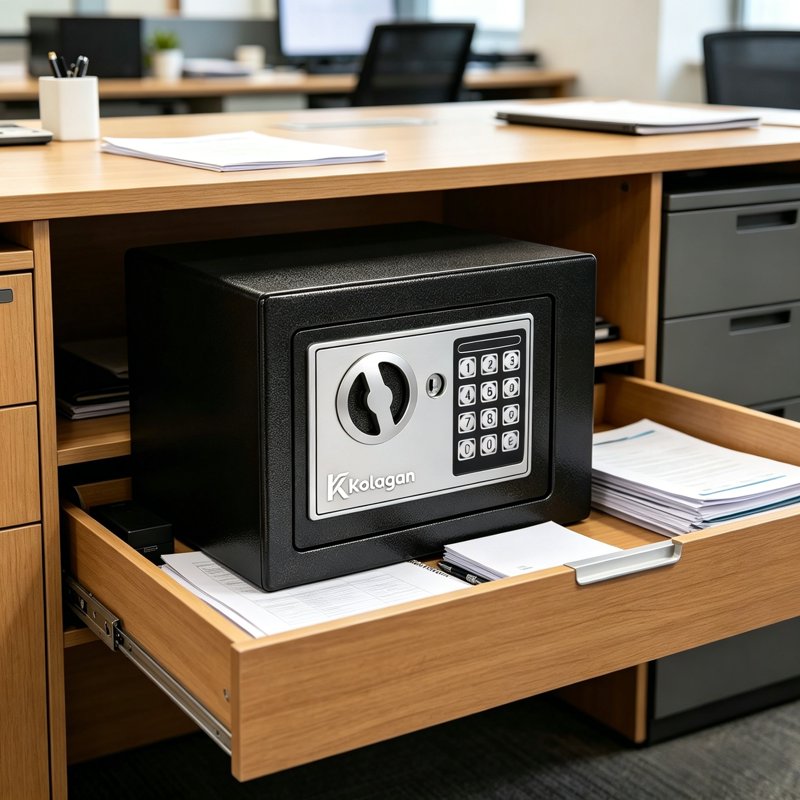 Small Steel Safe Lock Box with Digital Keypad & Keys - Home & Office Security