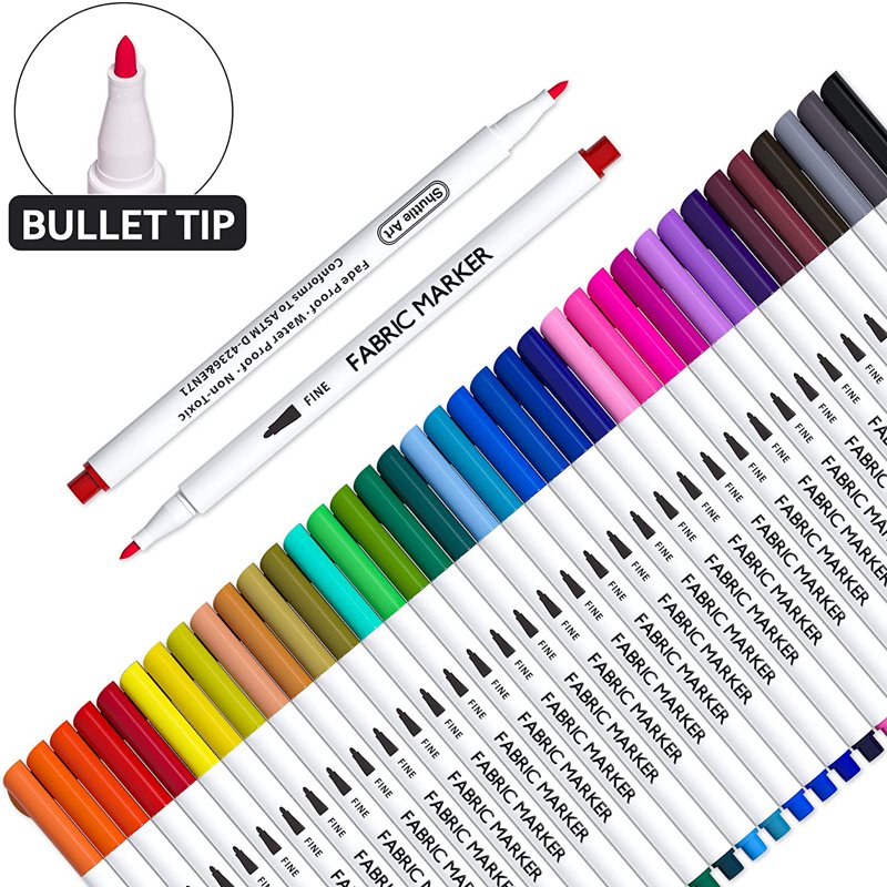Fabric Markers Set - 36 Permanent Colors for Clothing & DIY Projects