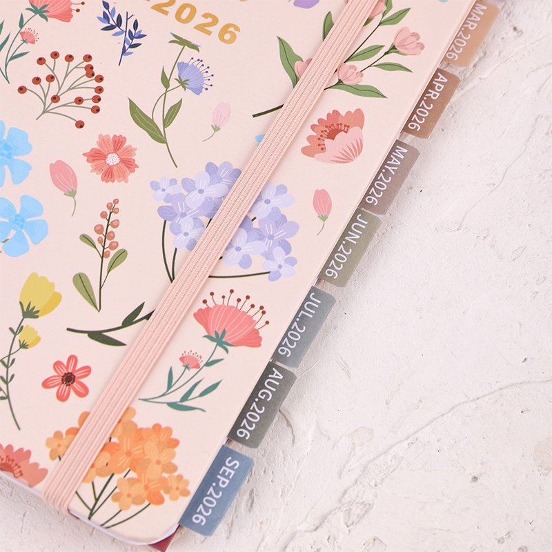 Floral Monthly Planner 2 Years A5 Hardcover Calendar Notebook with Tabs