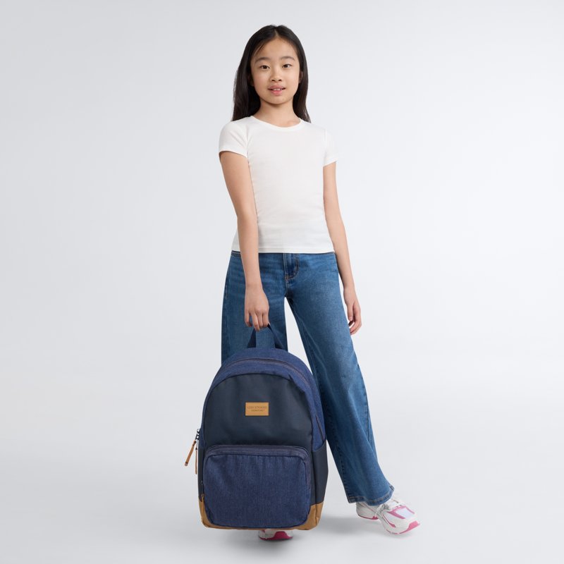 Unisex Denim Backpack with Pockets and Laptop Sleeve - Durable School & Travel Bag