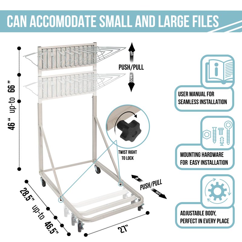 Blueprint Holder with Adjustable Storage and Mobile Stand for Construction Plans