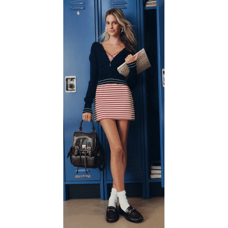 Women's Buckle Flap Backpack with Multiple Pockets - Casual Nylon Bag