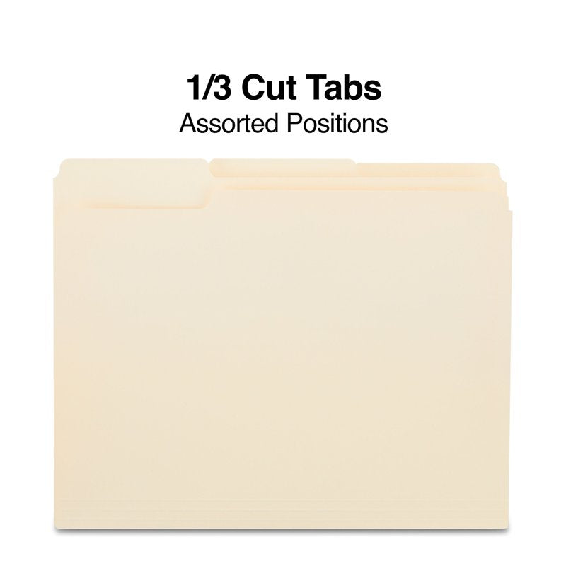 3-Tab Letter-Size Manila File Folders - Assorted Positions, 250 Pack