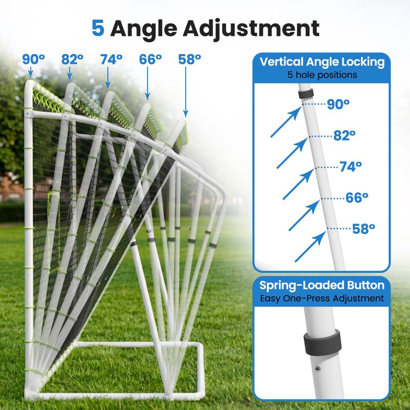 8'x6' 2-in-1 Soccer Rebounder & Goal with 5 Angles, Weatherproof Galvanized Frame