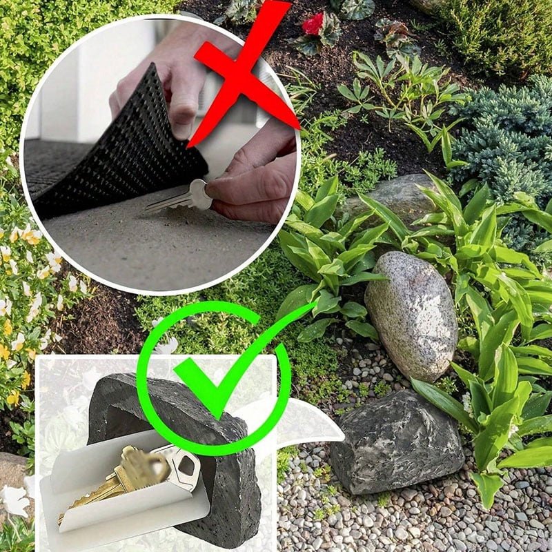 Outdoor Decorative Rock Key Hider Safe Box - Weatherproof Garden Key Storage