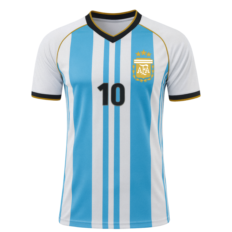 Adult Messi #10 Argentina Jersey - Sky/White 100% Polyester, M
