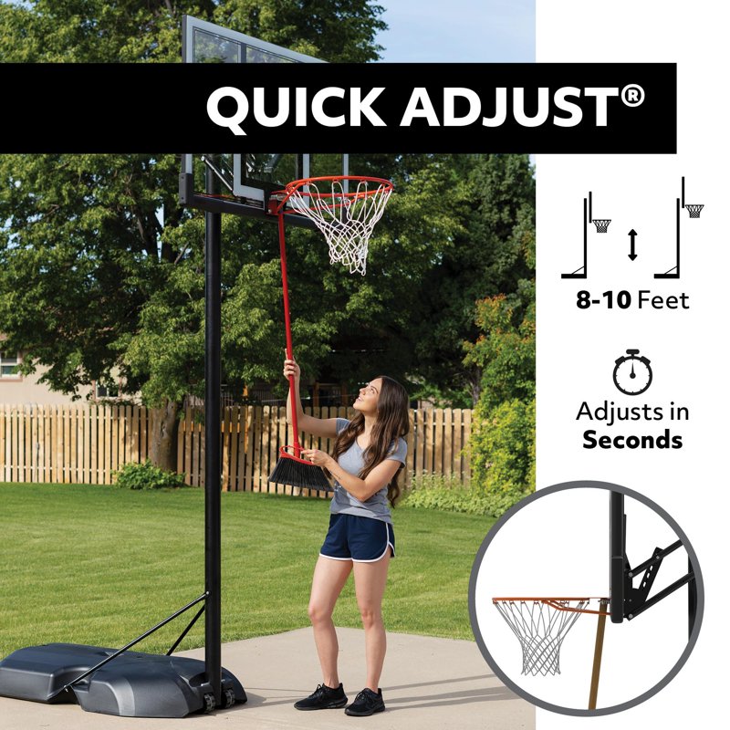 Portable 48-Inch Shatterproof Basketball Hoop with Adjustable Rim & Slam-It Design