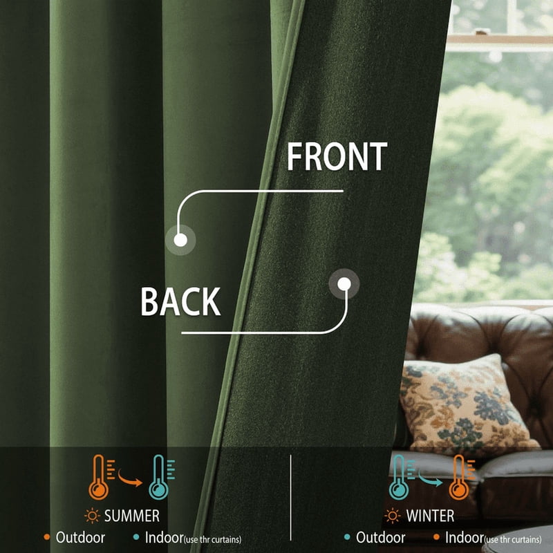Blackout Velvet Curtains for Bedroom - Thermal Insulated Room Darkening Drapes, 52x84 Inches, Multiple Colors