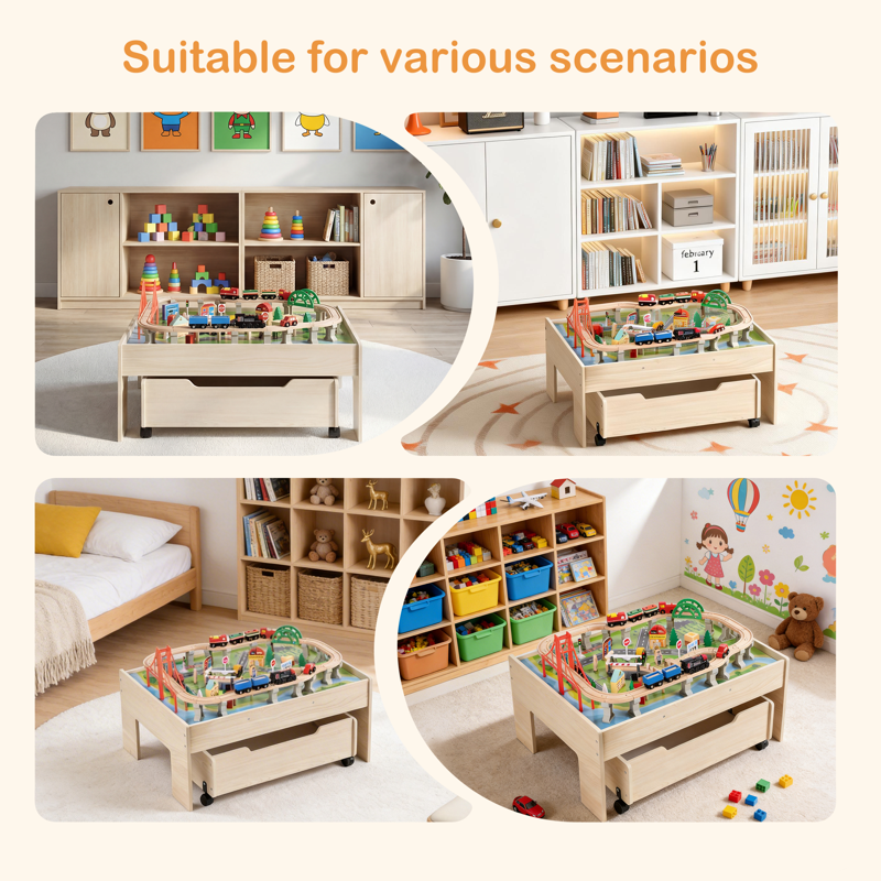 Kids Train Table Set with Electric Train & Storage - 101 Pieces