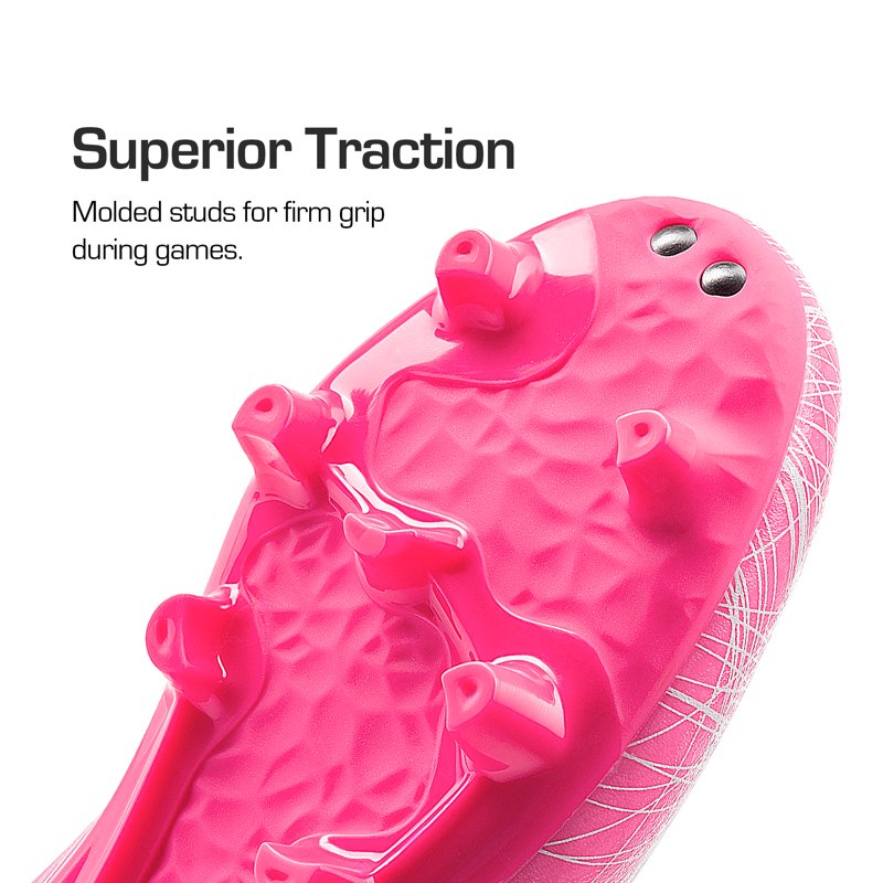 Dream Pairs Kids Soccer Cleats - Youth Firm Ground Football Shoes, Hot Pink
