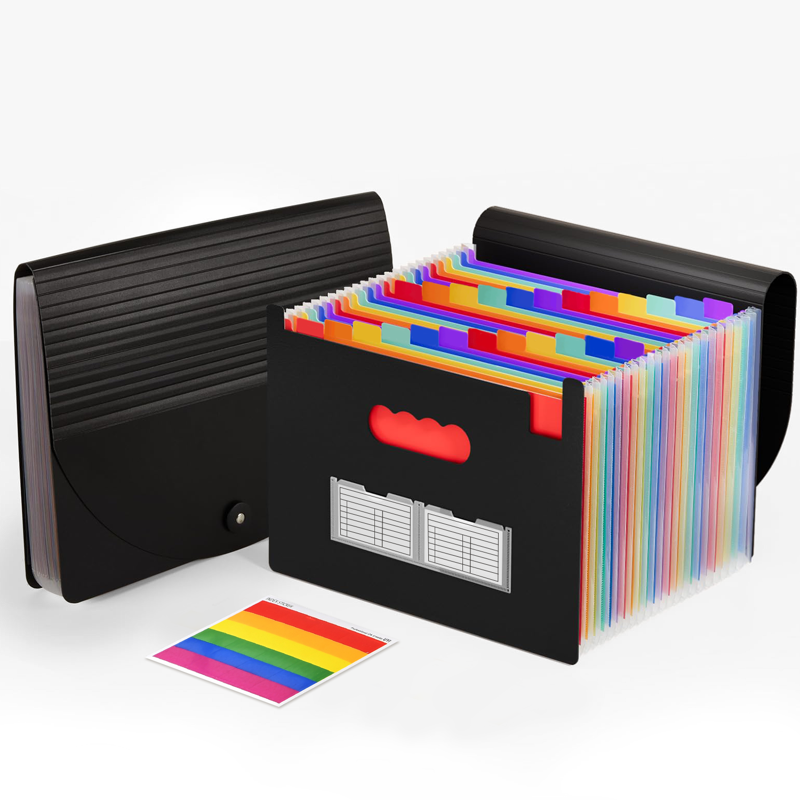 2 Pack Expandable File Folders with 26 Color-Coded Pockets - A4 Letter Size Office Organizer