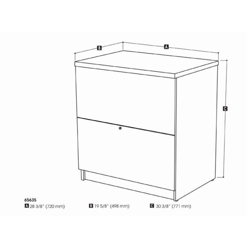 Lockable 2-Drawer Lateral File Cabinet in Gray - Wood Storage Organizer