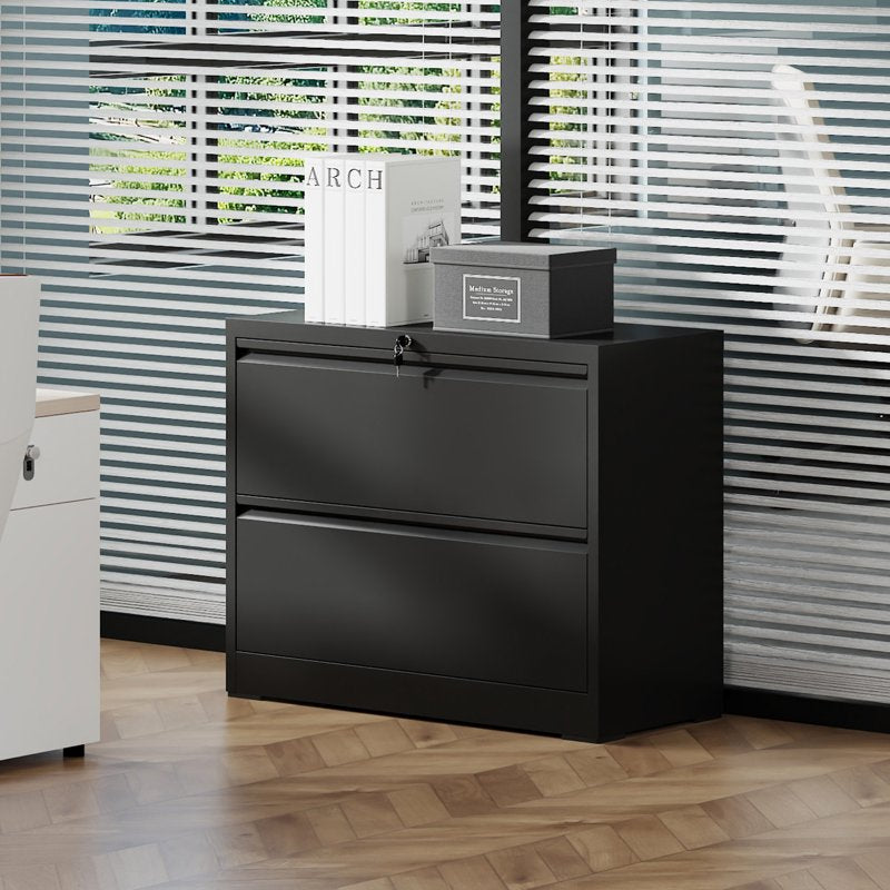 Heavy-Duty Metal File Cabinet with Lock - 2 Drawers, Space-Saving Home Office Storage
