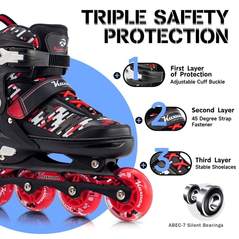 Kids & Adults Adjustable Light-Up Inline Skates for Outdoor Fun