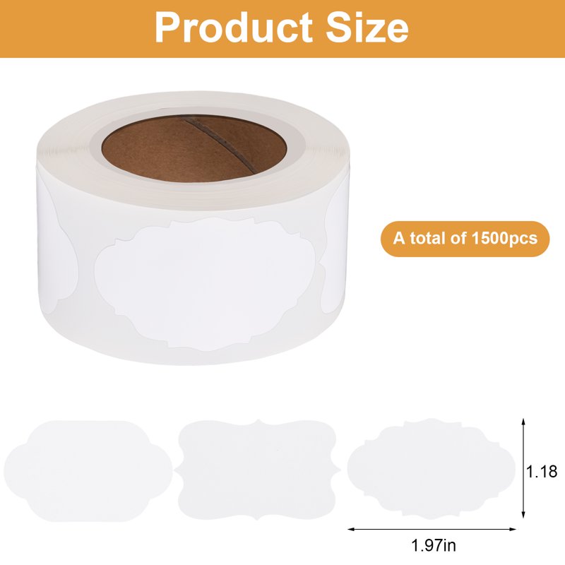 1500 Water-Resistant Gift Label Stickers with Lace Design - All-Purpose Kraft Paper Tags