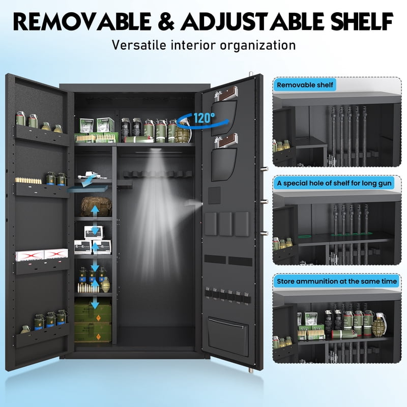 Large Gun Safe with Multiple Unlock Methods - 25-40 Capacity Security Cabinet