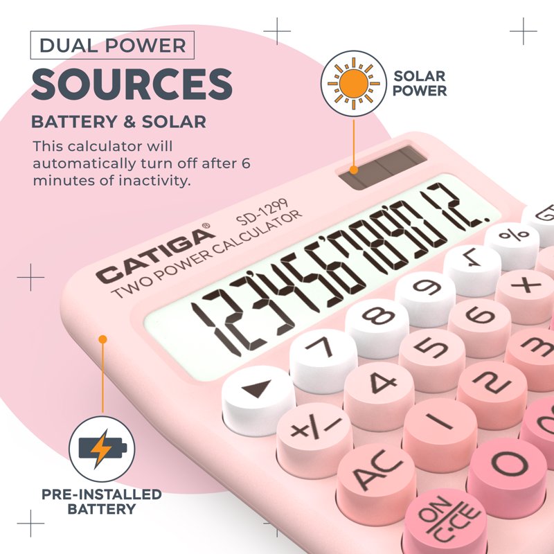 Mechanical Switch Calculator with Dual Power & Retro Design - 12-Digit Desktop Calculator