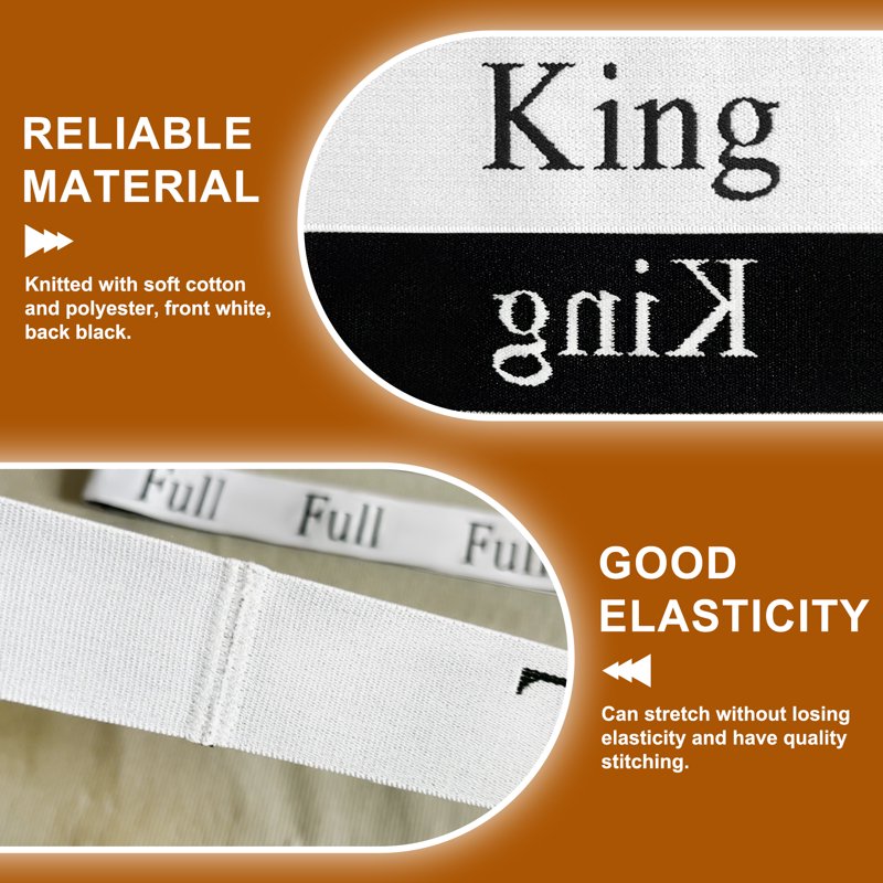 Elastic Bed Sheet Organizer Bands with Size Labels - Pack of 20