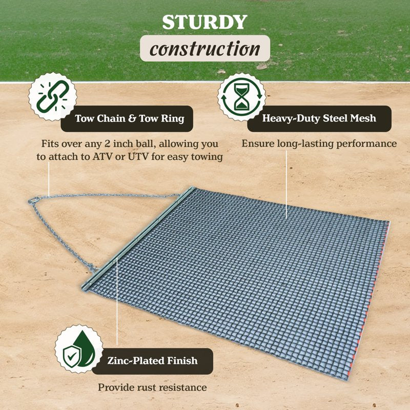 6 ft x 8 ft Zinc Plated Field Leveling Drag Mat for ATV UTV Yard & Infield Smoothing