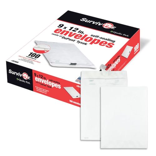 9x12 Water-Resistant Tyvek Envelopes - White, Pack of 100