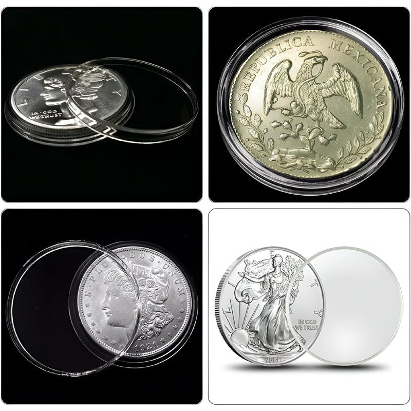 30pcs 40.6mm Clear Coin Holder Capsules for Silver Eagle 1Oz Coins