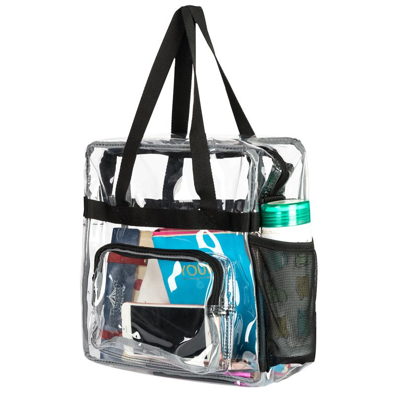 Heavy Duty Clear PVC Shoulder Bag with Top Handle & Adjustable Strap