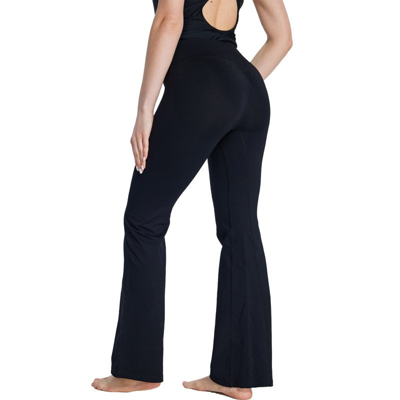 Women's Seamless Flared Leggings with Scrunch Butt & High Waist - Black, Size L