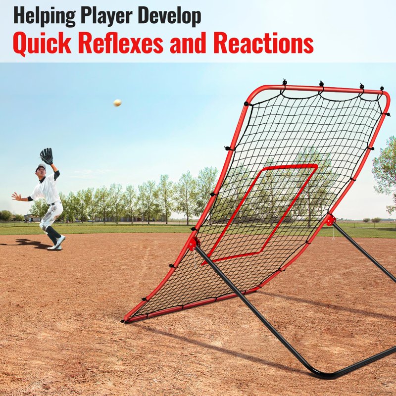 Baseball Rebounder Net 68x44 Inches Adjustable Pitch Training Aid for Solo & Team Practice