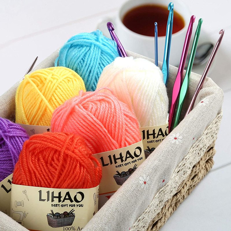 Mini Yarn Skeins Set for Knitting Crochet Craft - 12 Colors, 15g Each