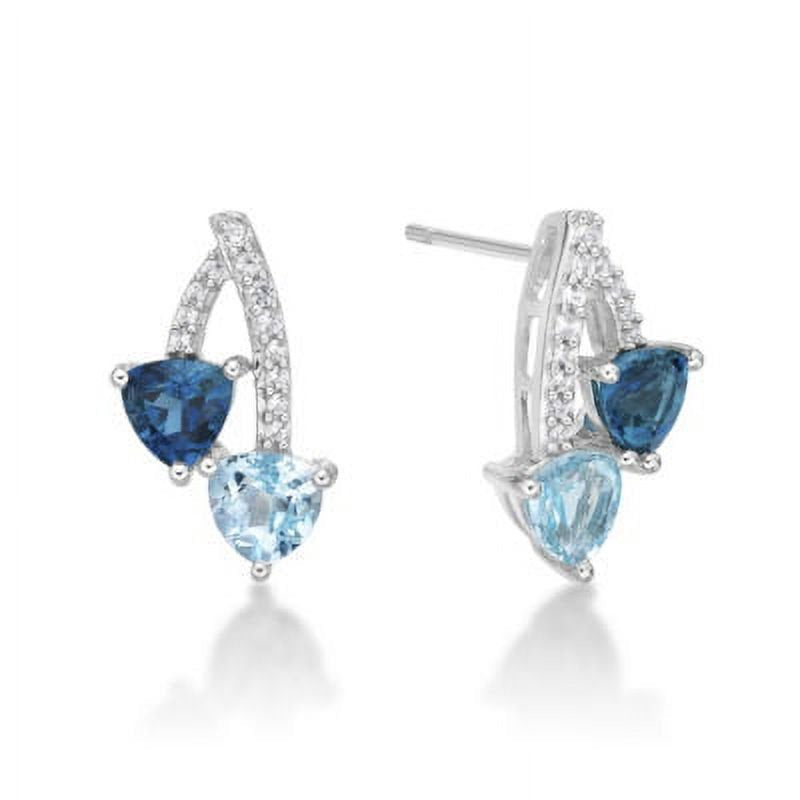 Sterling Silver Blue Topaz Bypass Earrings with White Sapphire Accents