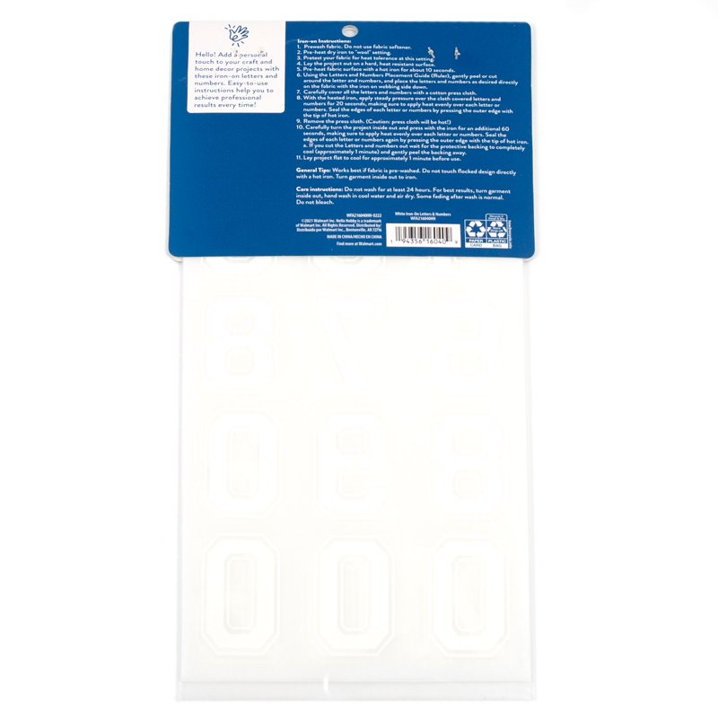 White Flocked Iron-On Letters 1.75 Inch - 3 Sheets for Fabric Crafts