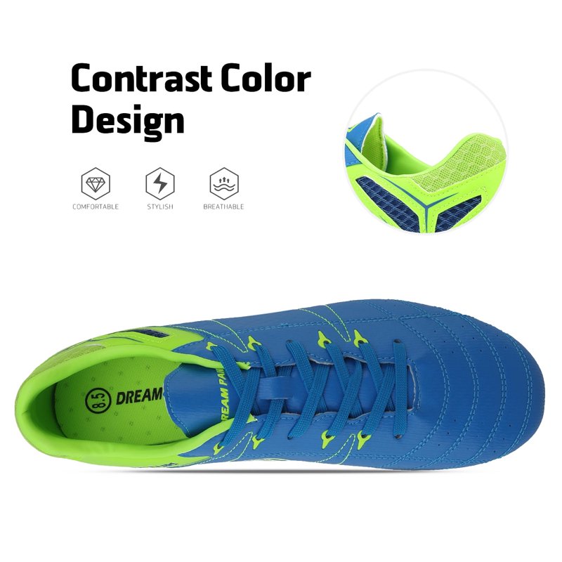 Burudani Men Soccer Cleats - Royal Lemon Green Lightweight Football Shoes (12)