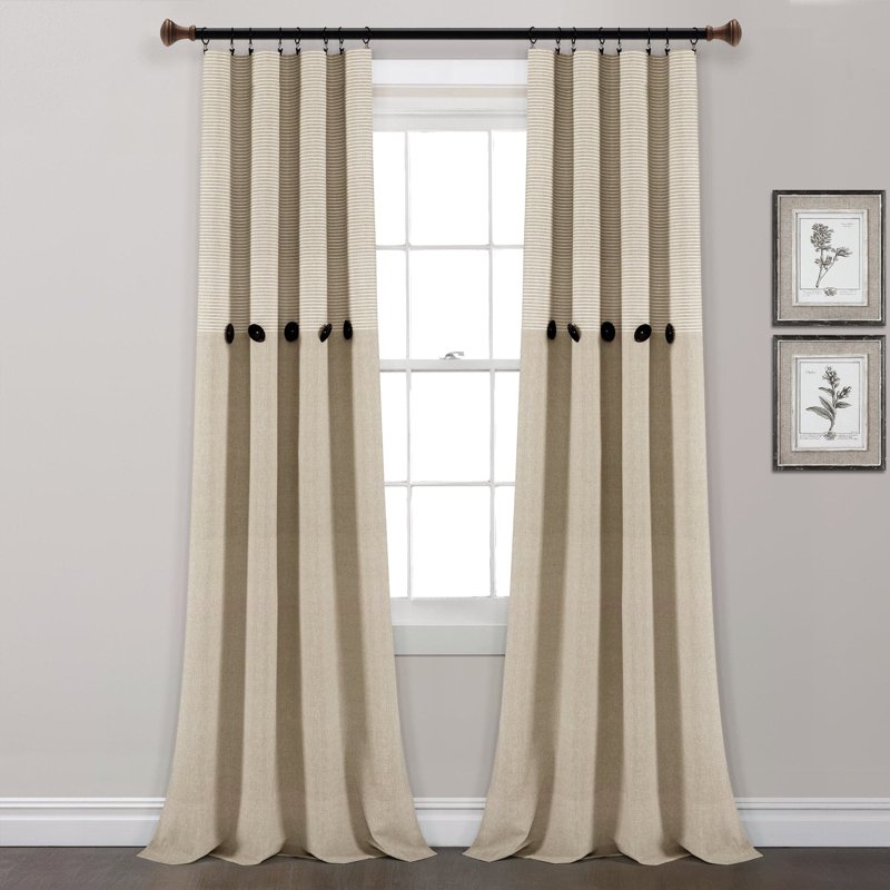 Farmhouse Style Stripe Cotton Window Panel Set - Eco-Friendly Recycled Fabric