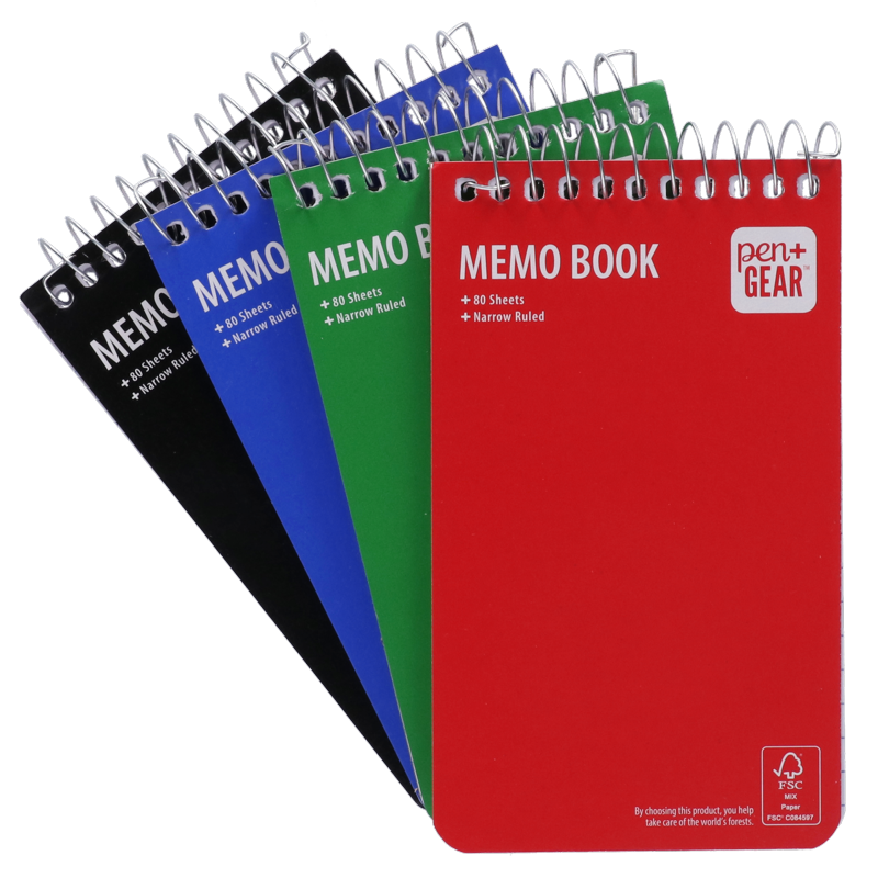 4 Pack Spiral Bound Ruled Memo Books 3 x 5 Inches - College & Office Supplies