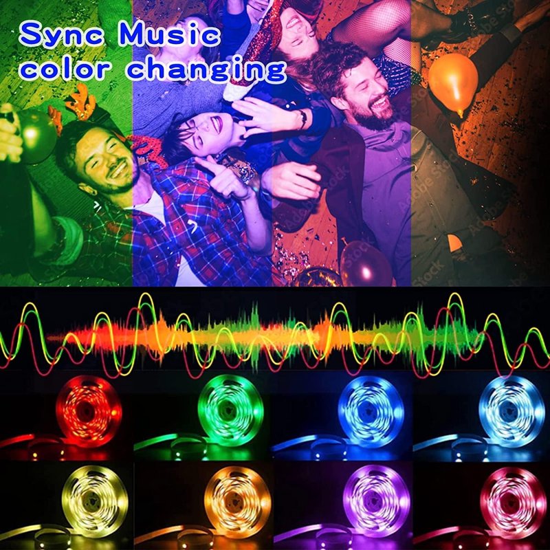 USB Powered RGB LED Strip Lights 100ft with App & Music Sync for Bedroom Decor