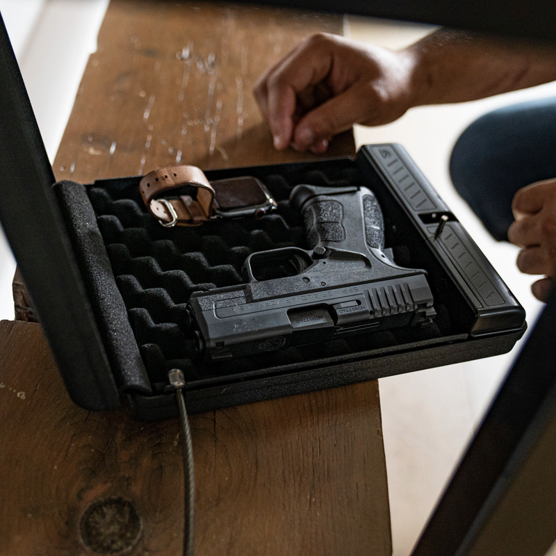 Biometric Compact Safe with Rugged Steel Construction, Backlit Keypad, Mountable, Anti-Theft
