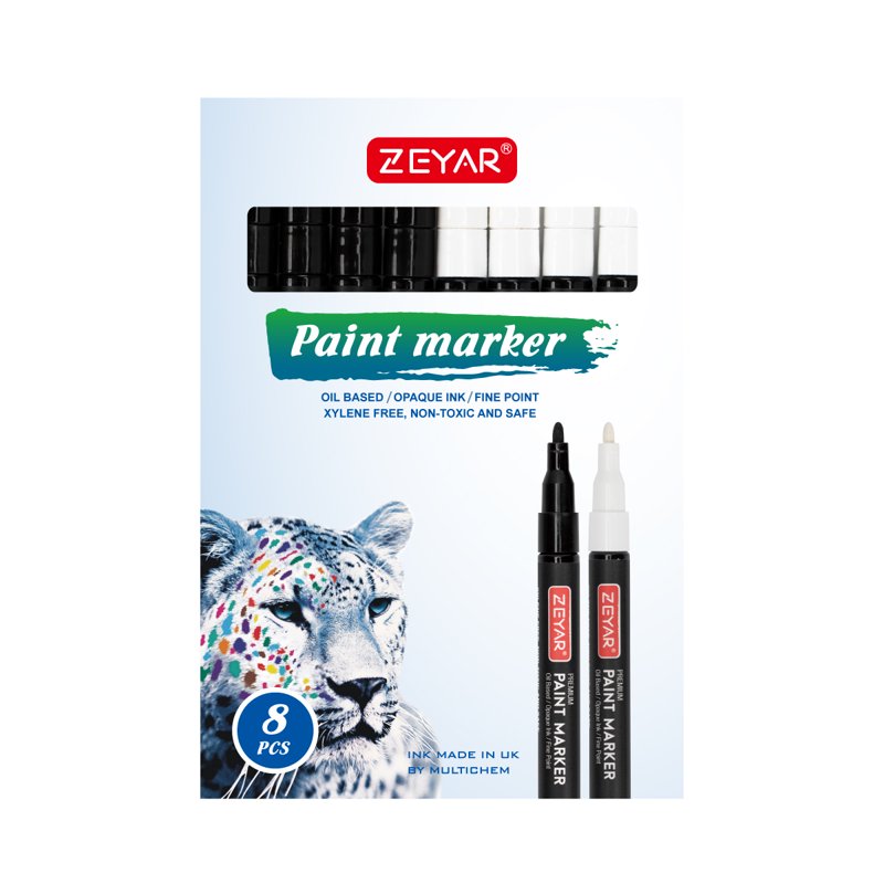 Permanent Oil-Based Paint Markers for Rock, Wood, Glass & Metal - Black & White Set
