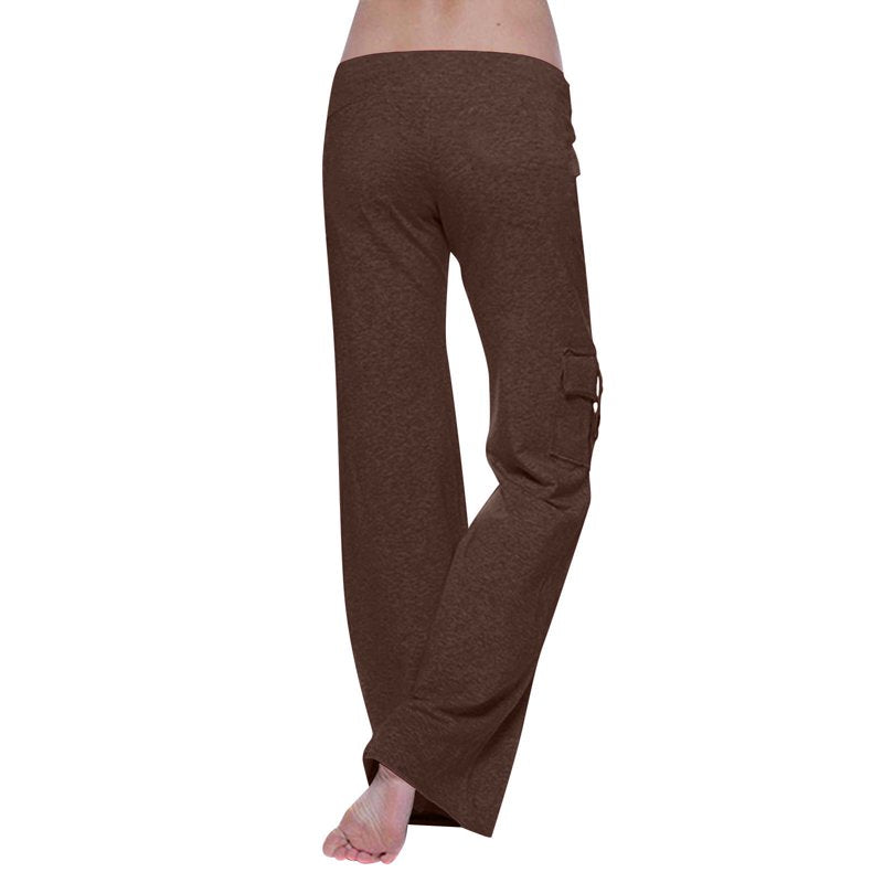 Women's Plus Size Cargo Pants with Pockets - Lightweight Elastic Waist Yoga & Workout Trousers