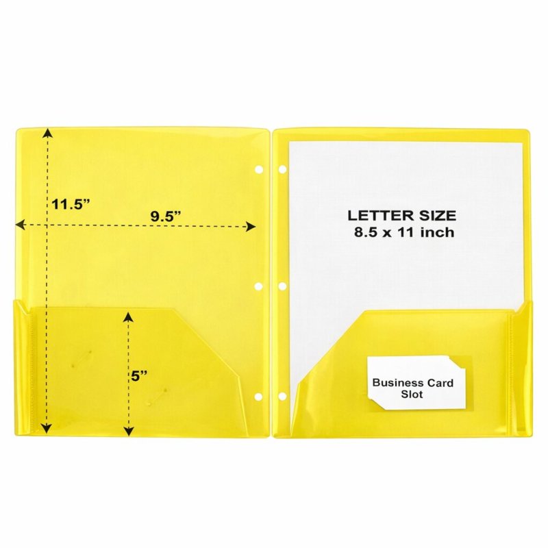 100 Pack Yellow Two-Pocket Plastic Folders with 3-Ring Hole Punch - 11.5 x 9.5 in