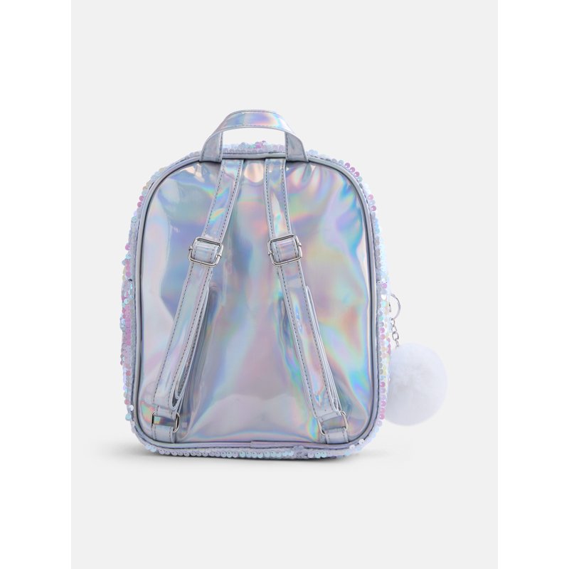 Iridescent Mini Backpack for Girls - Adjustable Sequin Pocket Bag