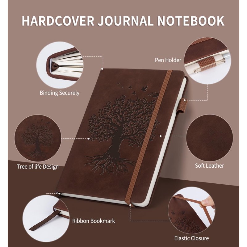 Leather A5 Journal Notebook for Women Men 200 Pages, Waterproof Cover, 6 Pack