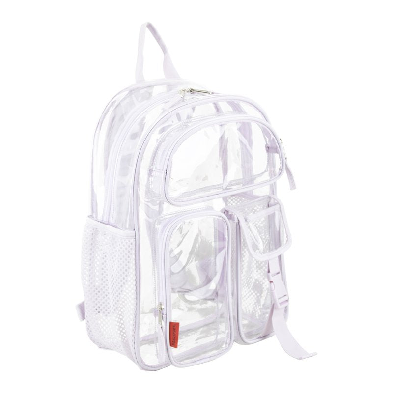 Unisex 16-Inch Clear Cargo Backpack with Pockets and Water Bottle Sleeves