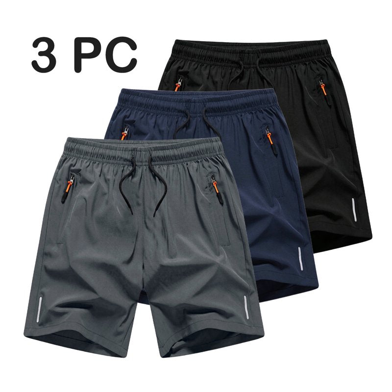 3 Pack Boys Quick Dry Athletic Shorts with Pockets - Elastic Waistband, Baggy Style, Ages 3-15 (Variation: Z2-Black-mkosplrt)