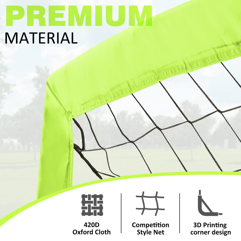 Portable Soccer Goal 6x4 Ft - Easy Fold, Light Green with Carry Bag